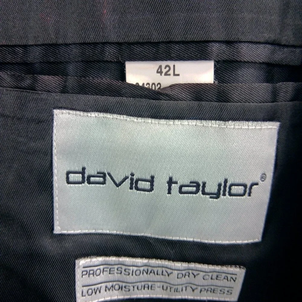 David Taylor Charcoal Striped Suit Blazer 42L